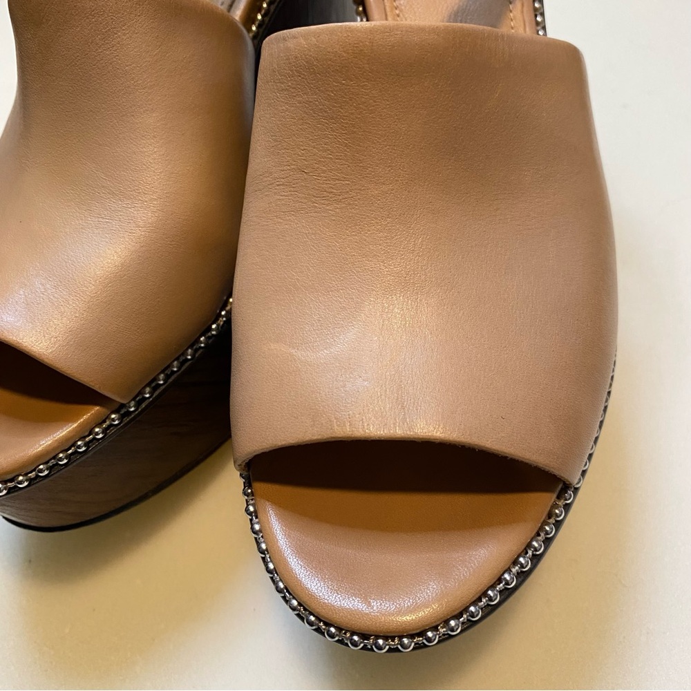 Coach • Harla Platform Wedge Leather Sandals w Beaded Trim - Picture 7 of 10